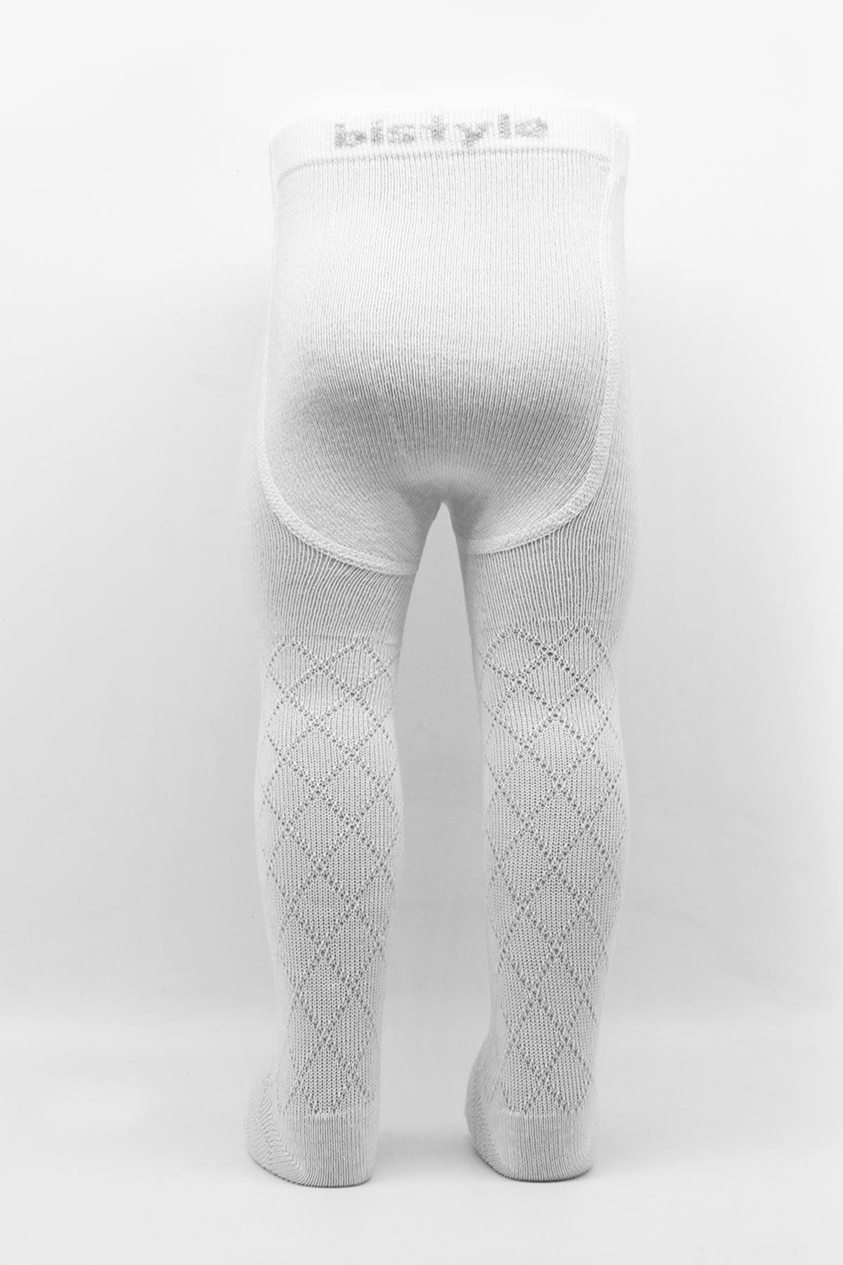 Bi̇style Tekli̇ Ekose Kabartma Penye Külotlu Çorap Bs50105 Beyaz