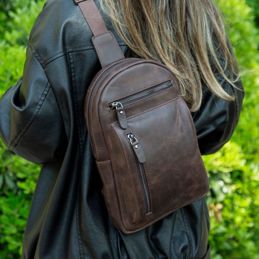 Blake Gerçek Deri̇ Çapraz Çanta Anti̇k Koyu Kahve