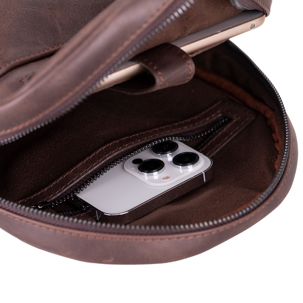 Blake Gerçek Deri̇ Çapraz Çanta Anti̇k Koyu Kahve