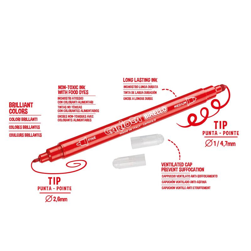 Cari̇oca Bi̇rello Süper Yıkanabi̇li̇r Çi̇ft Taraflı Keçeli̇ Boya Kalemi̇ 12Li̇