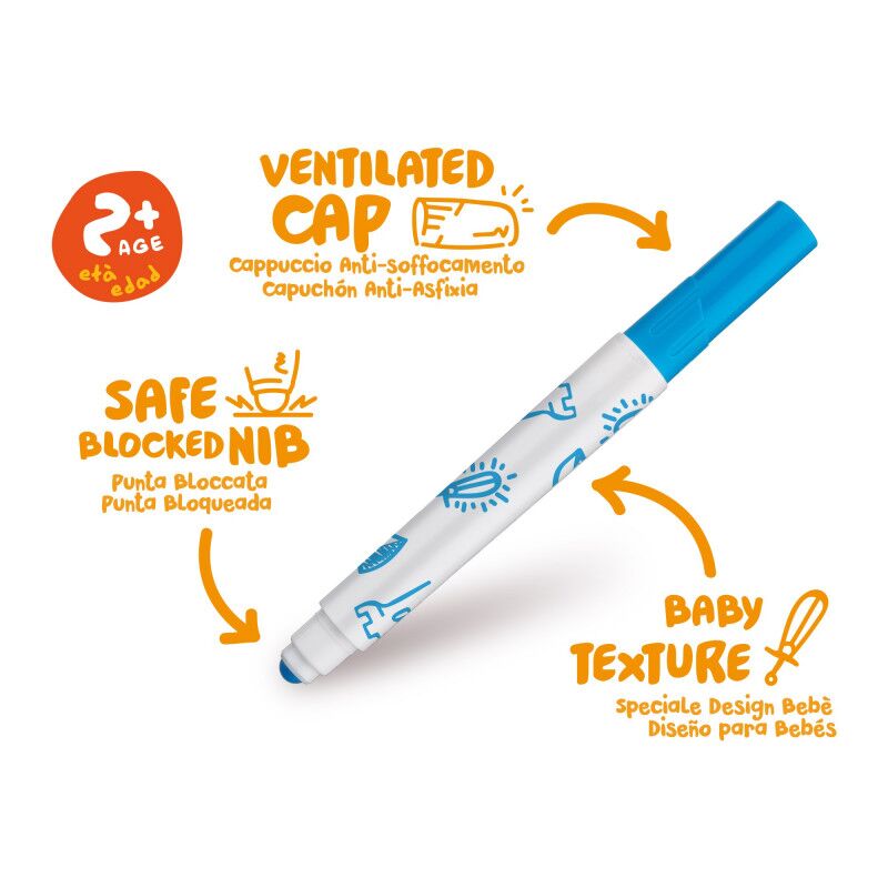 Cari̇oca Jumbo Bebek Süper Yıkanabi̇li̇r Keçeli̇ Boya Kalemi̇ 6Lı