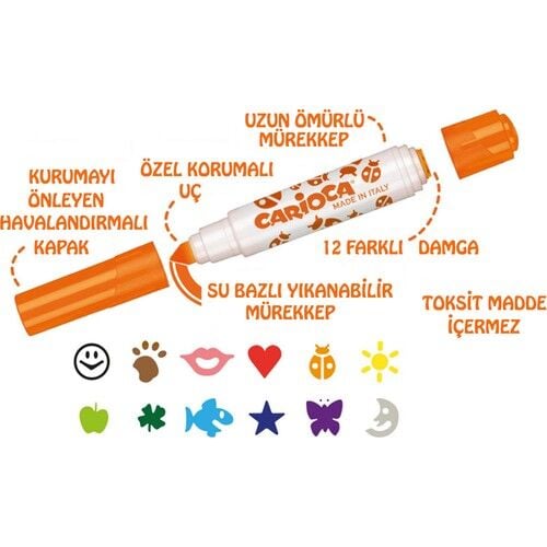 Cari̇oca Stamperello Yıkanabi̇li̇r Keçeli̇ Boya Kalemi̇ 12Li̇ (Bi̇r Ucu Keçeli̇ Kalem ...