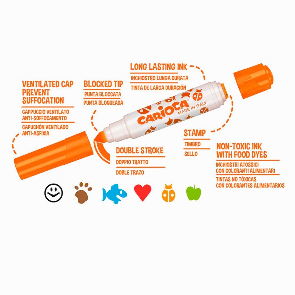 Cari̇oca Stamperello Yıkanabi̇li̇r Keçeli̇ Boya Kalemi̇ 6Lı