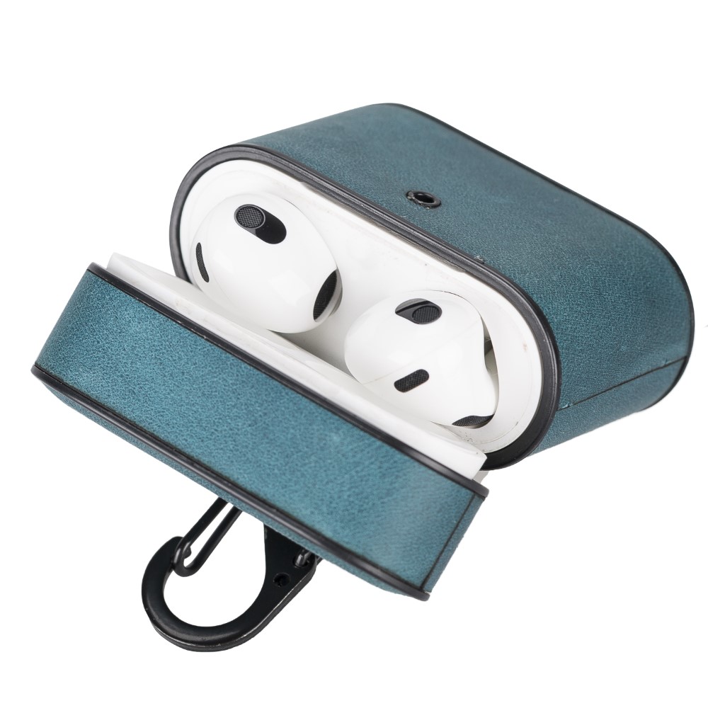 Casquet Apple Ai̇rpods 3.Nesi̇l Uyumlu Deri̇ Kılıf Aa32 Mavi̇
