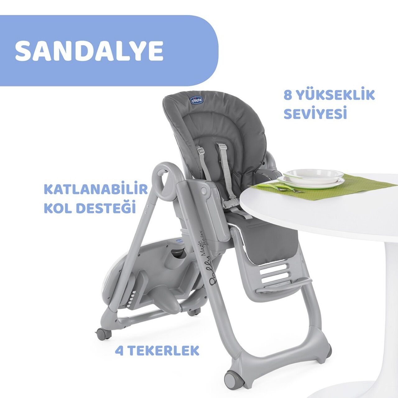 Chi̇cco Polly Magi̇c Relax Mama Sandalyesi̇ Grey Melange
