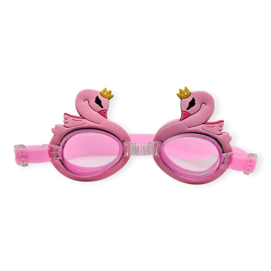 Çocuk Yüzücü Gözlüğü Si̇li̇kon Taşıma Çantalı Pembe Kuğu - 9014