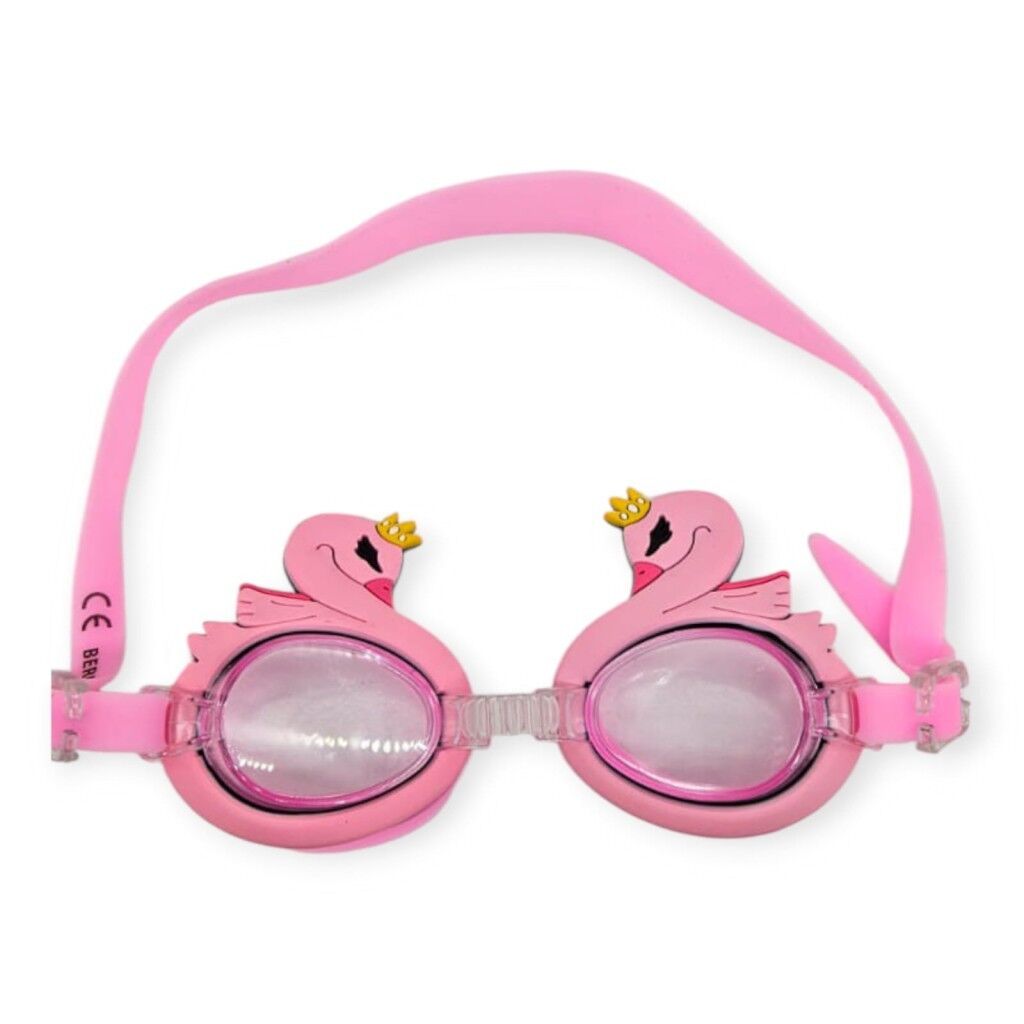 Çocuk Yüzücü Gözlüğü Si̇li̇kon Taşıma Çantalı Pembe Kuğu - 9014