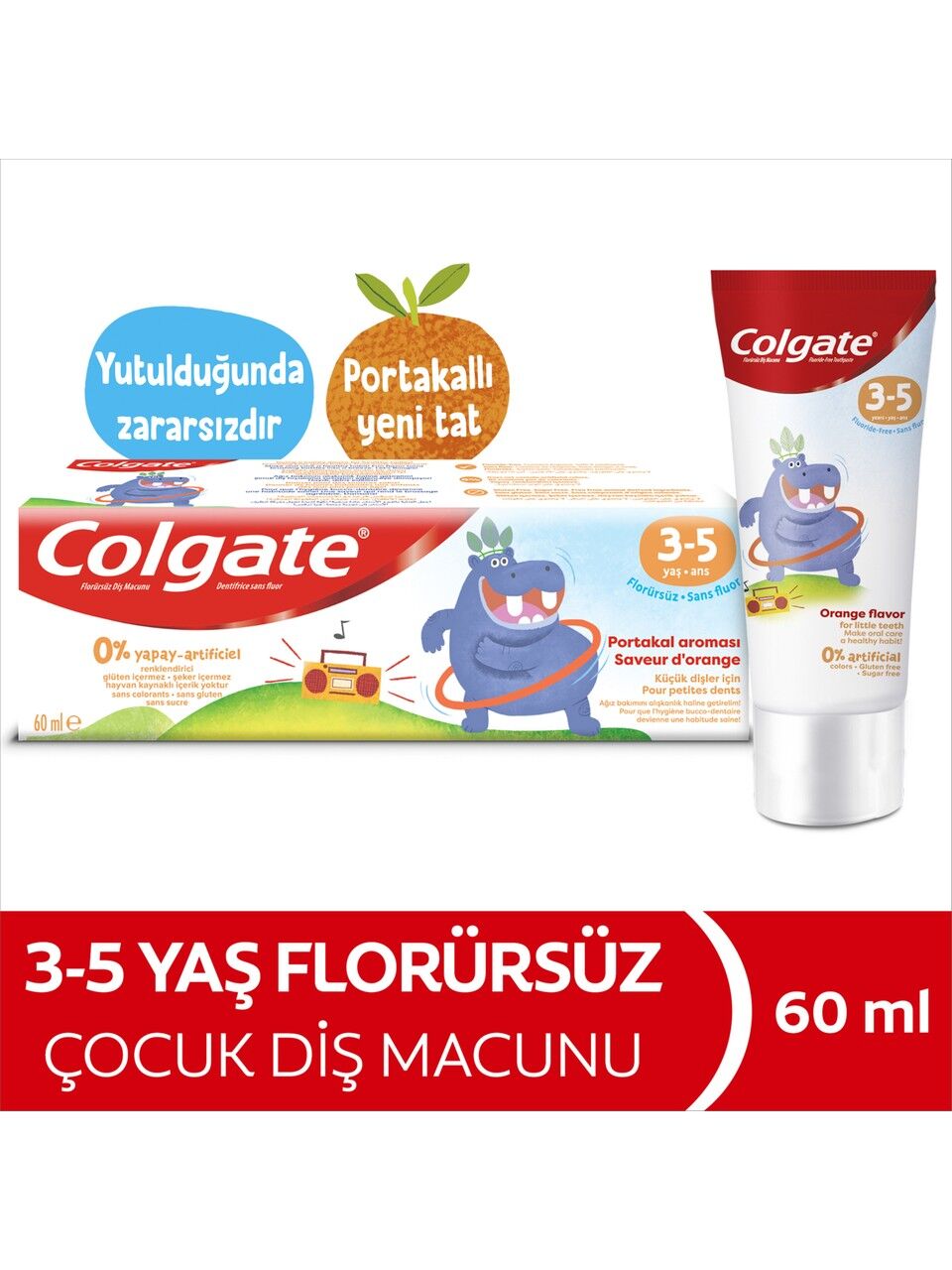 Colgate Ki̇ds Portakal Aromalı Florürsüz Di̇ş Macunu 3-5 Yaş 60 Ml
