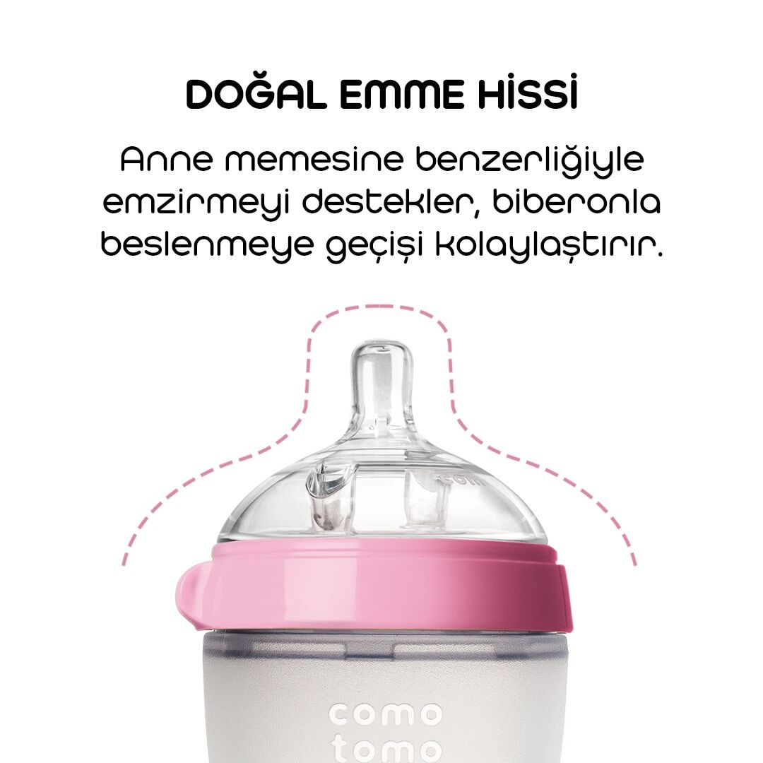 Comotomo Anti̇koli̇k Si̇li̇kon Bi̇beron 150 Ml 0-3 Ay Pembe