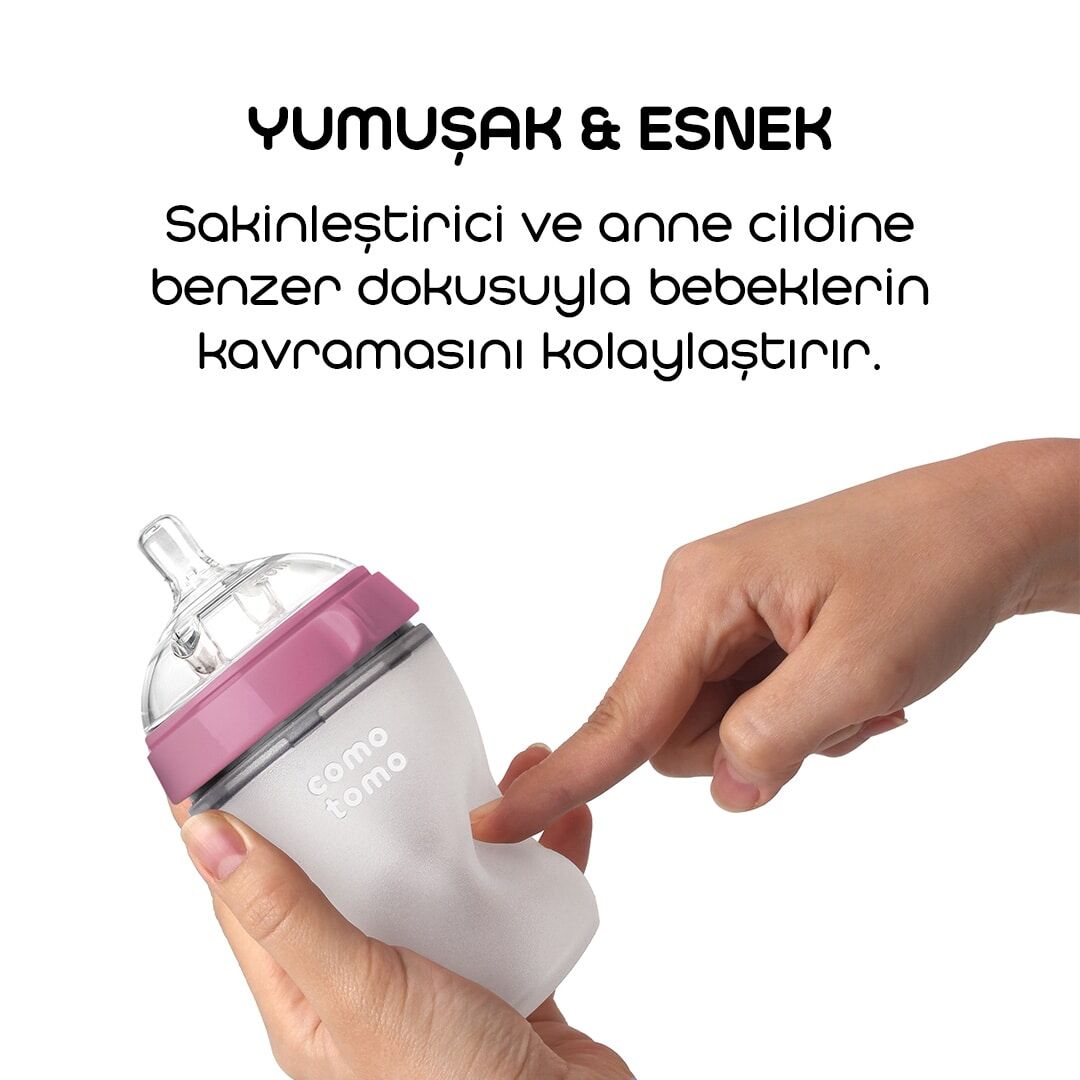 Comotomo Anti̇koli̇k Si̇li̇kon Bi̇beron 150 Ml 0-3 Ay Pembe