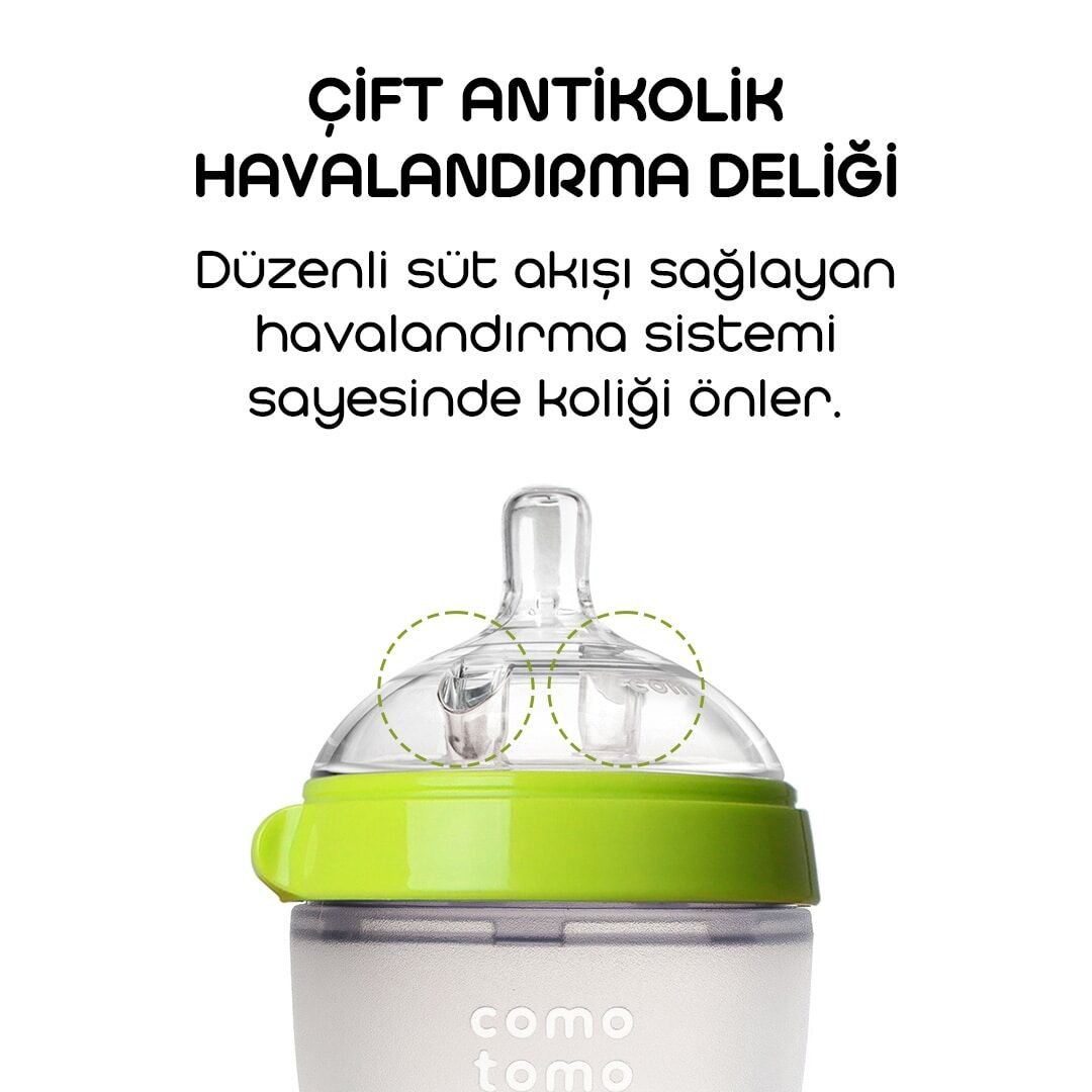 Comotomo Anti̇koli̇k Si̇li̇kon Bi̇beron 150 Ml 0-3 Ay Yeşi̇l