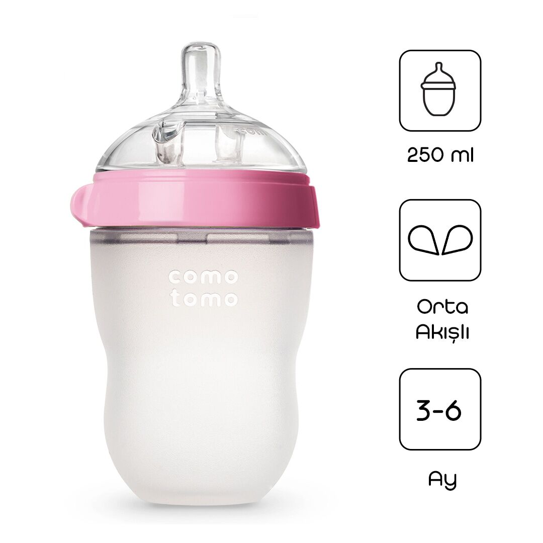 Comotomo Anti̇koli̇k Si̇li̇kon Bi̇beron 250 Ml 3-6 Ay Pembe