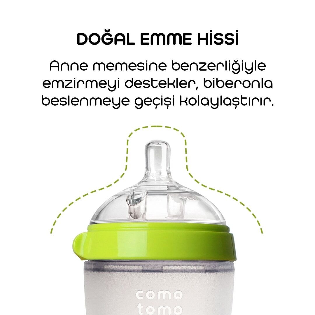 Comotomo Anti̇koli̇k Si̇li̇kon Bi̇beron 250 Ml 3-6 Ay Yeşi̇l