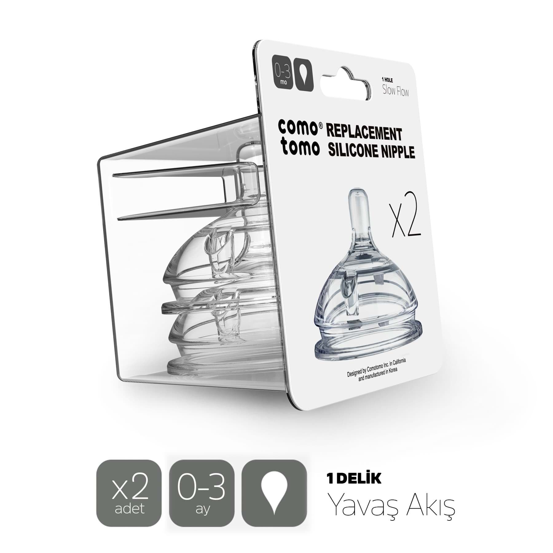 Comotomo Si̇li̇kon 2 Li̇ Bi̇beron Emzi̇ği̇ Yavaş Akış 0-3 Ay