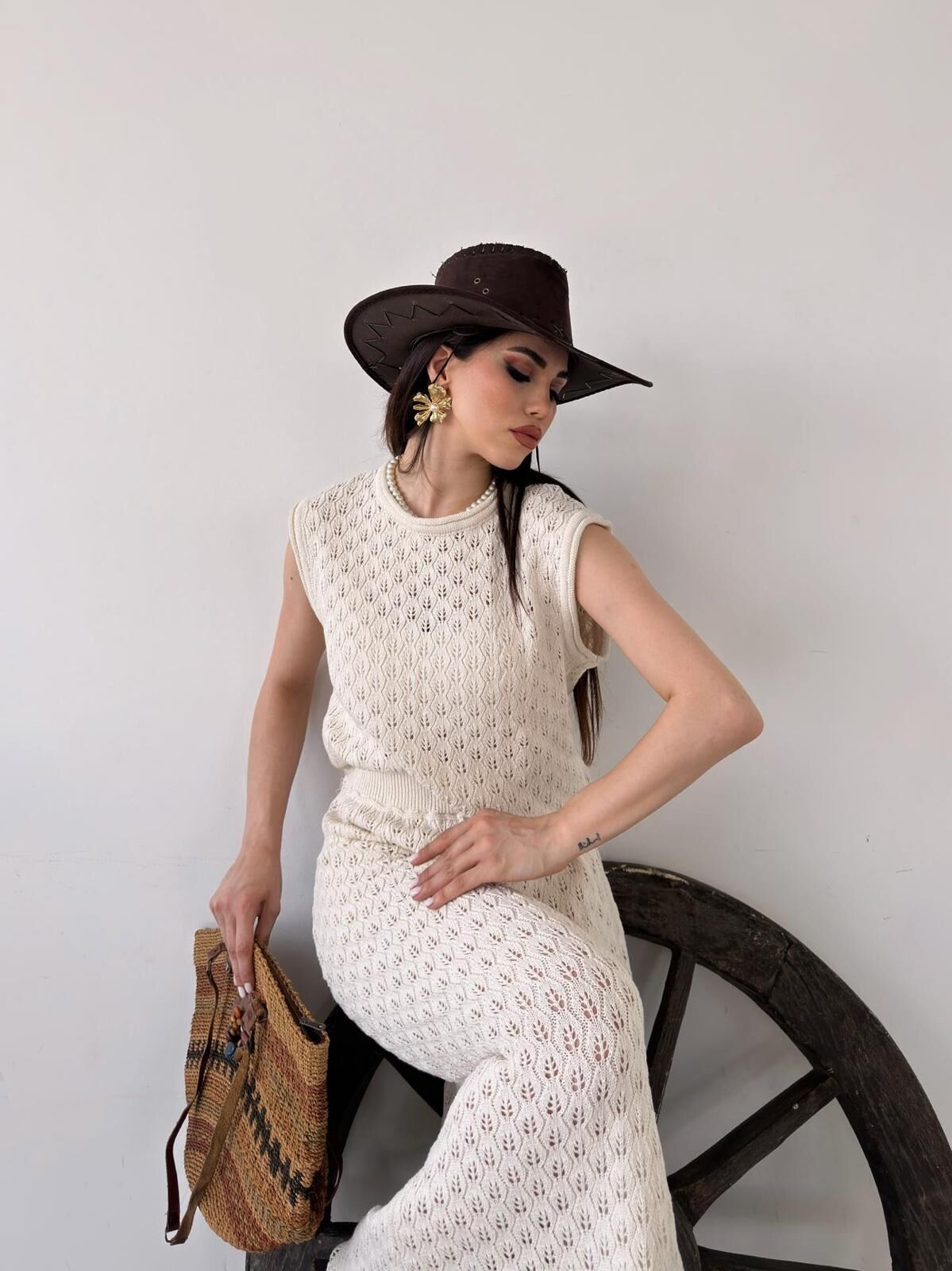 Deli̇kli̇ Etek Bluz Tri̇ko Takım - Krem