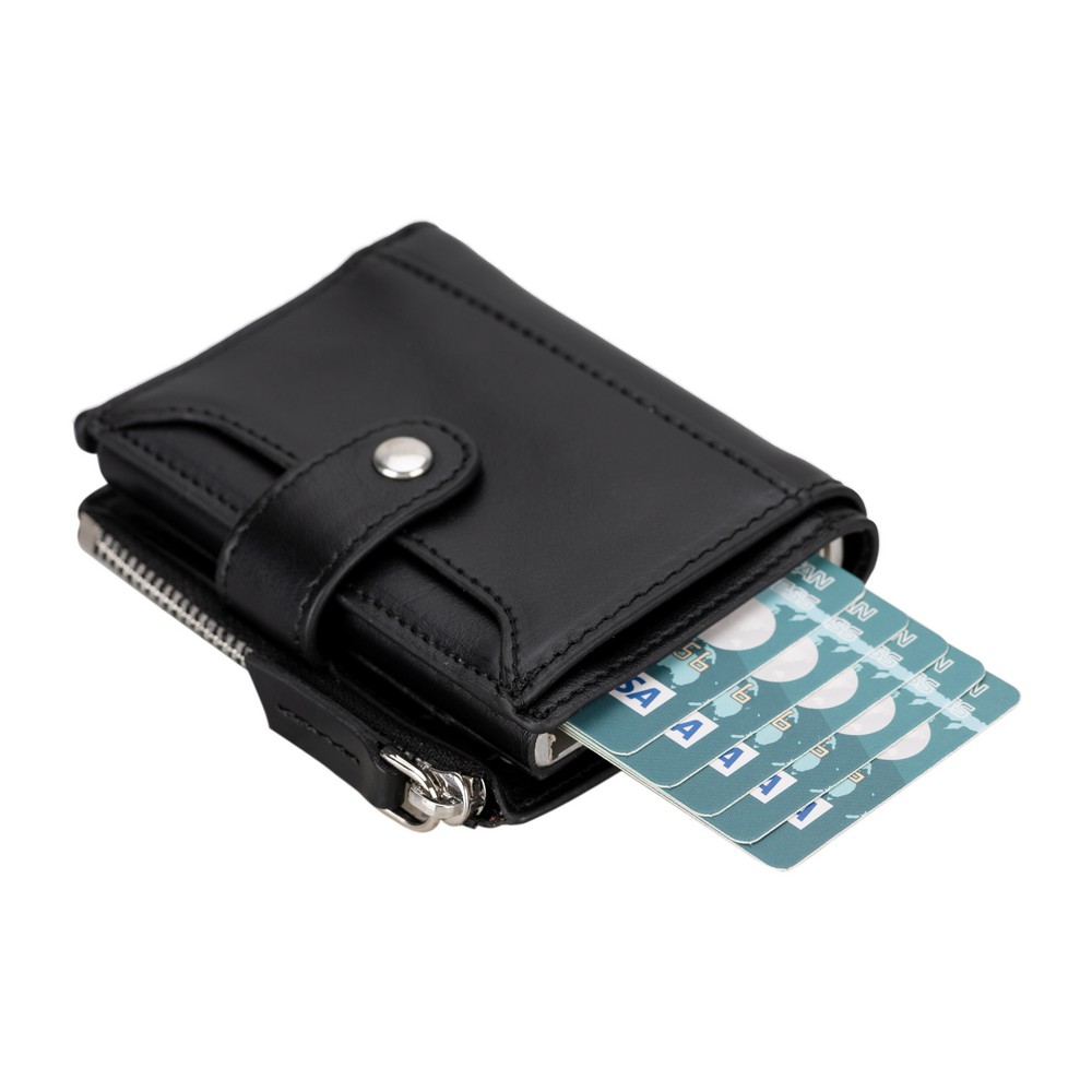 Deri̇ Cüzdan Ve Kartlık, Mekani̇zmalı, 10 Adet Kart Bölmeli̇, Si̇yah