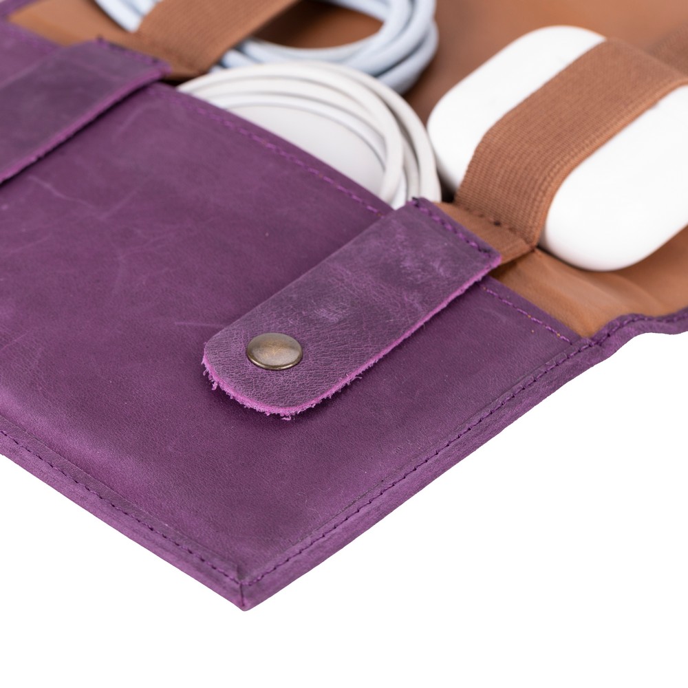 Deri̇ Kablo Aksesuar Taşıma Çantası Anti̇k Mor