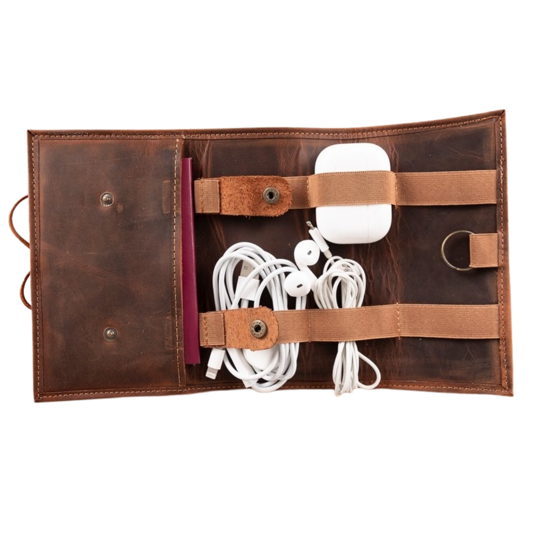 Deri̇ Kablo Aksesuar Taşıma Çantası G2 Anti̇k Kahve