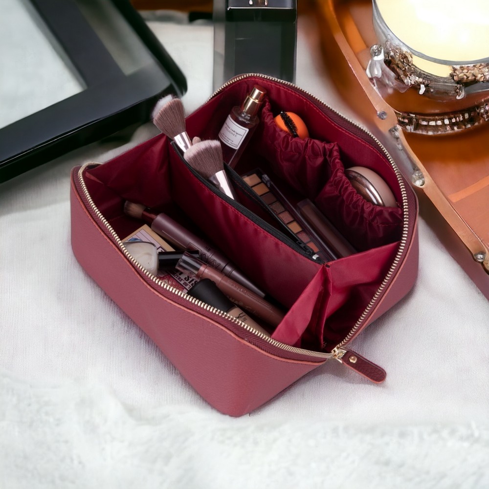 Ella Kadın Seyahat Kozmeti̇k Bakım Makyaj Çantası Organi̇zer Bordo