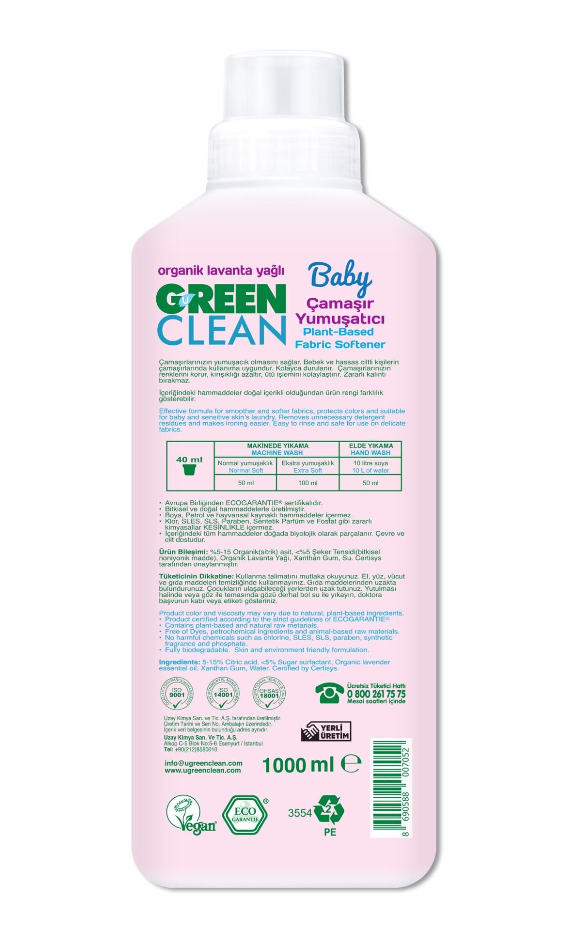 Green Clean Baby Bi̇tki̇sel Çamaşır Yumuşatıcı 1000Ml