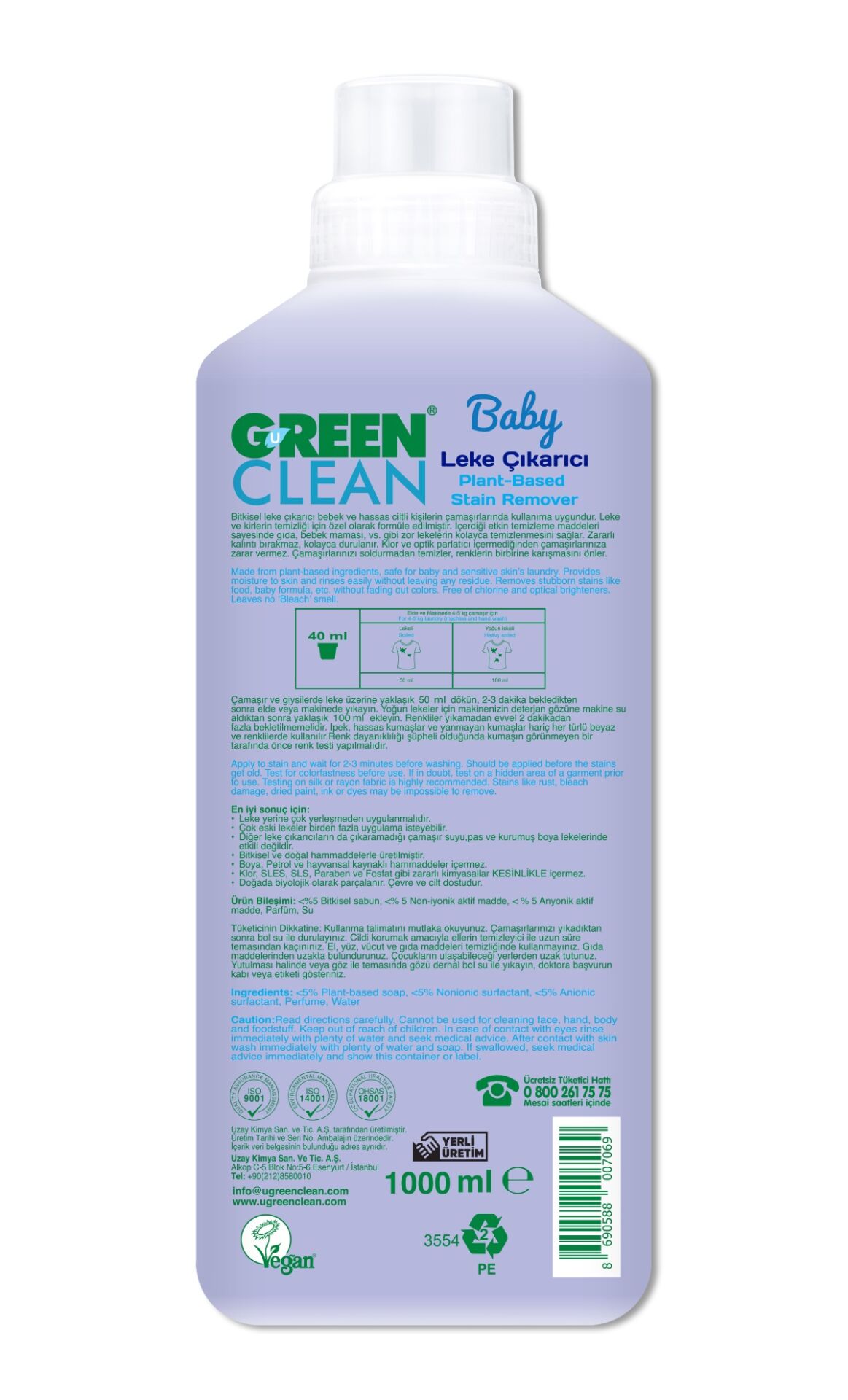 Green Clean Baby Bi̇tki̇sel Leke Çıkarıcı 1000Ml