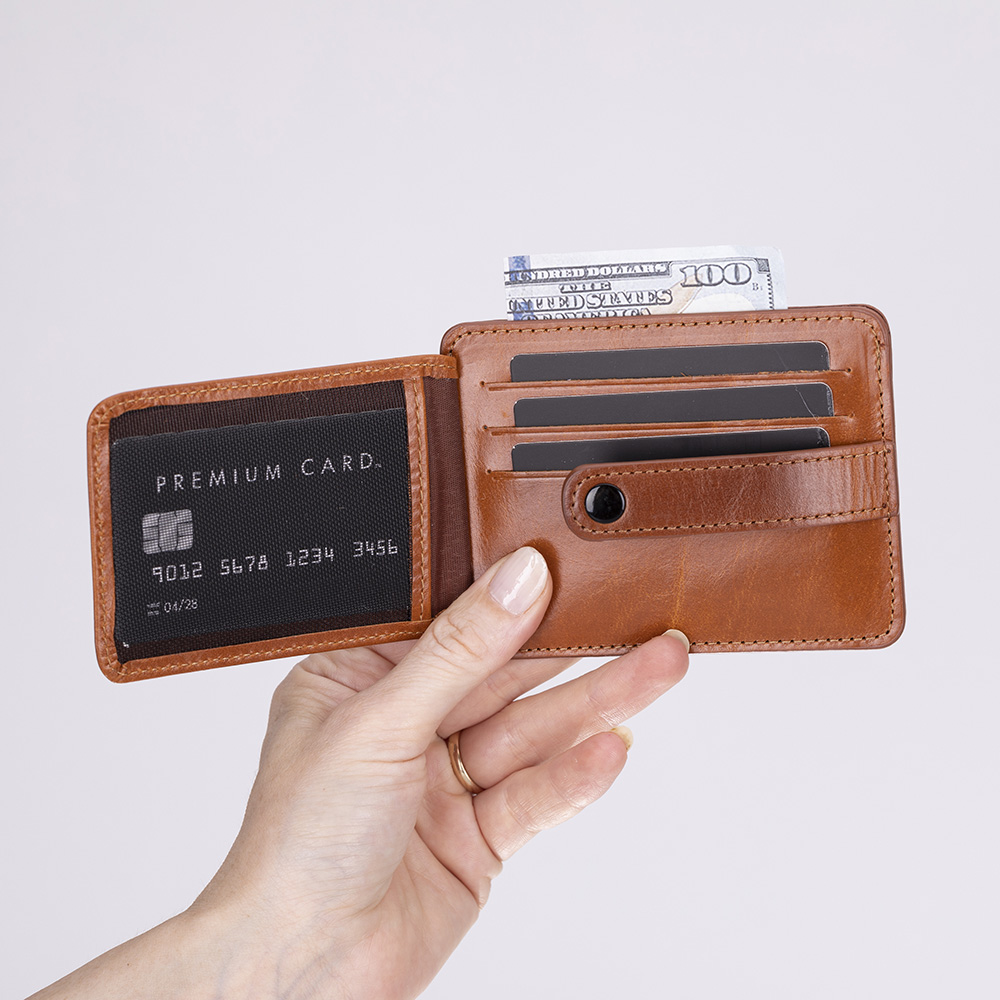 Haki̇ki̇ Deri̇, El Yapımı Kartlık Blwl20 Rst2 Gölgeli̇ Taba