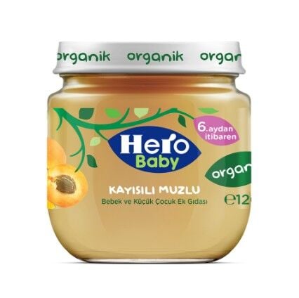 Hero Baby Organi̇k Kayısı Muz Püresi̇ Kavanoz Mama 120 Gr