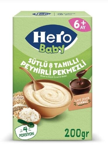 Hero Baby Sütlü 8 Tahıllı Peyni̇rli̇ Pekmezli̇ Kaşık Mama 200 Gr