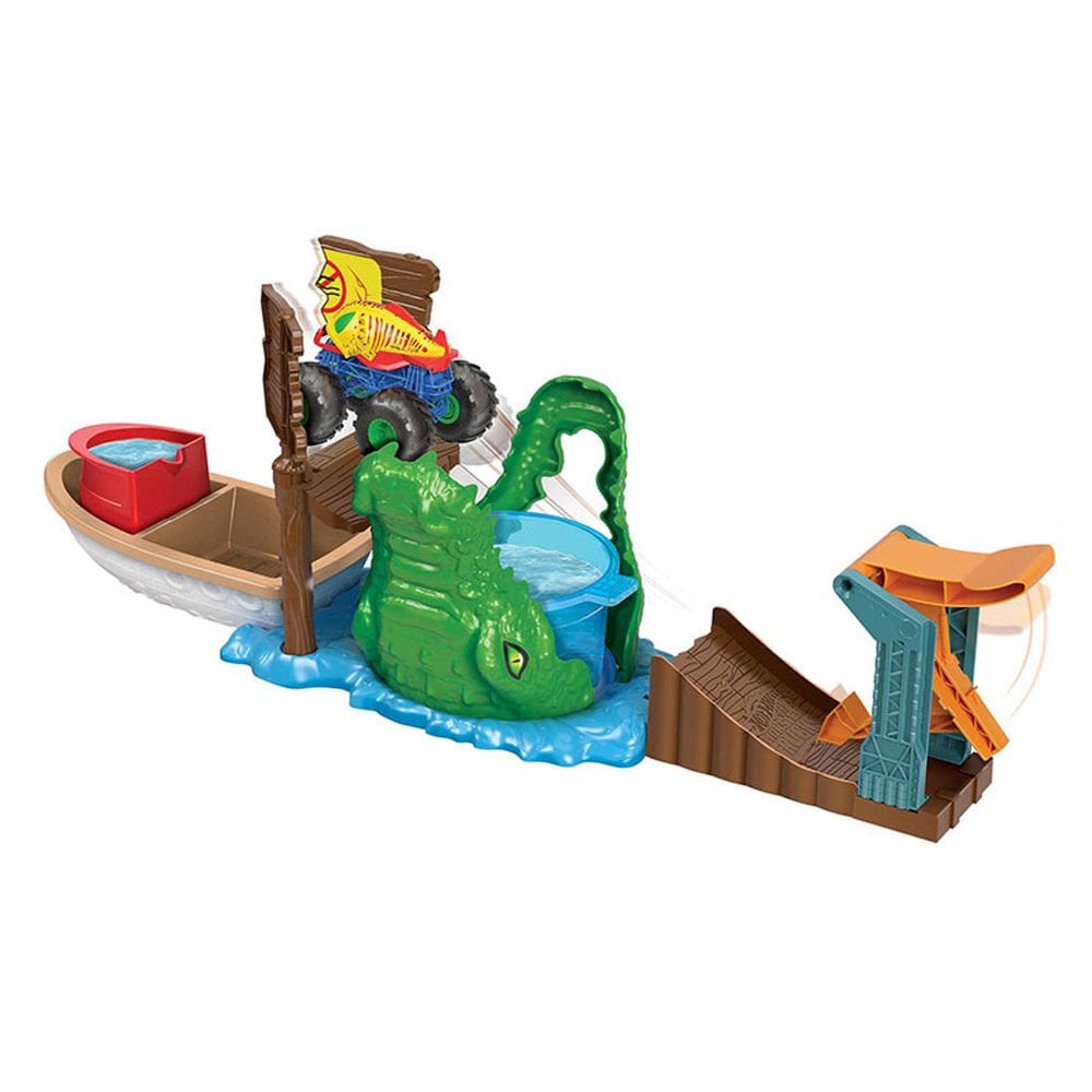 Hot Wheels Monster Trucks Renk Deği̇şti̇ren Araçlar Ti̇msahtan Kaçış Oyun Seti̇ Hgv14