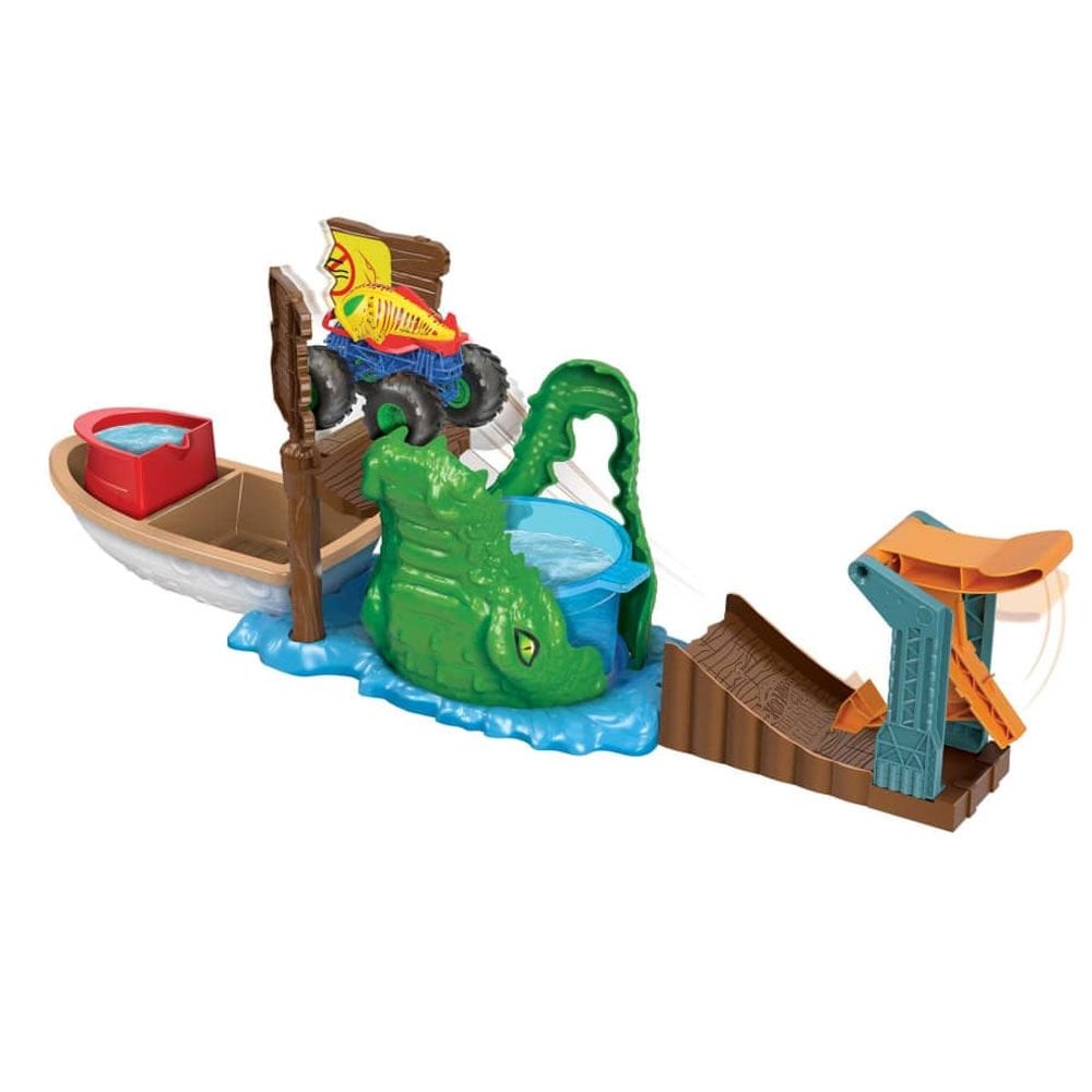 Hot Wheels Monster Trucks Renk Deği̇şti̇ren Araçlar Ti̇msahtan Kaçış Oyun Seti̇ Hgv14