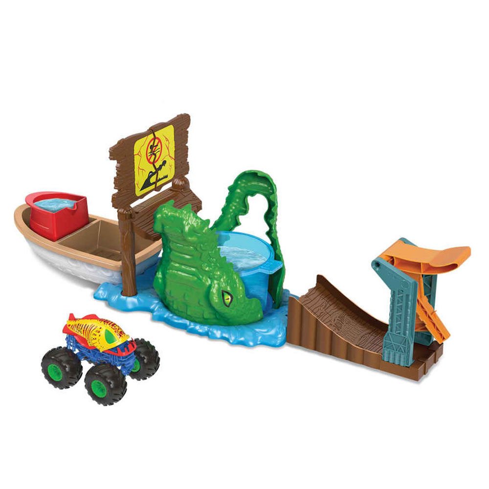 Hot Wheels Monster Trucks Renk Deği̇şti̇ren Araçlar Ti̇msahtan Kaçış Oyun Seti̇ Hgv14