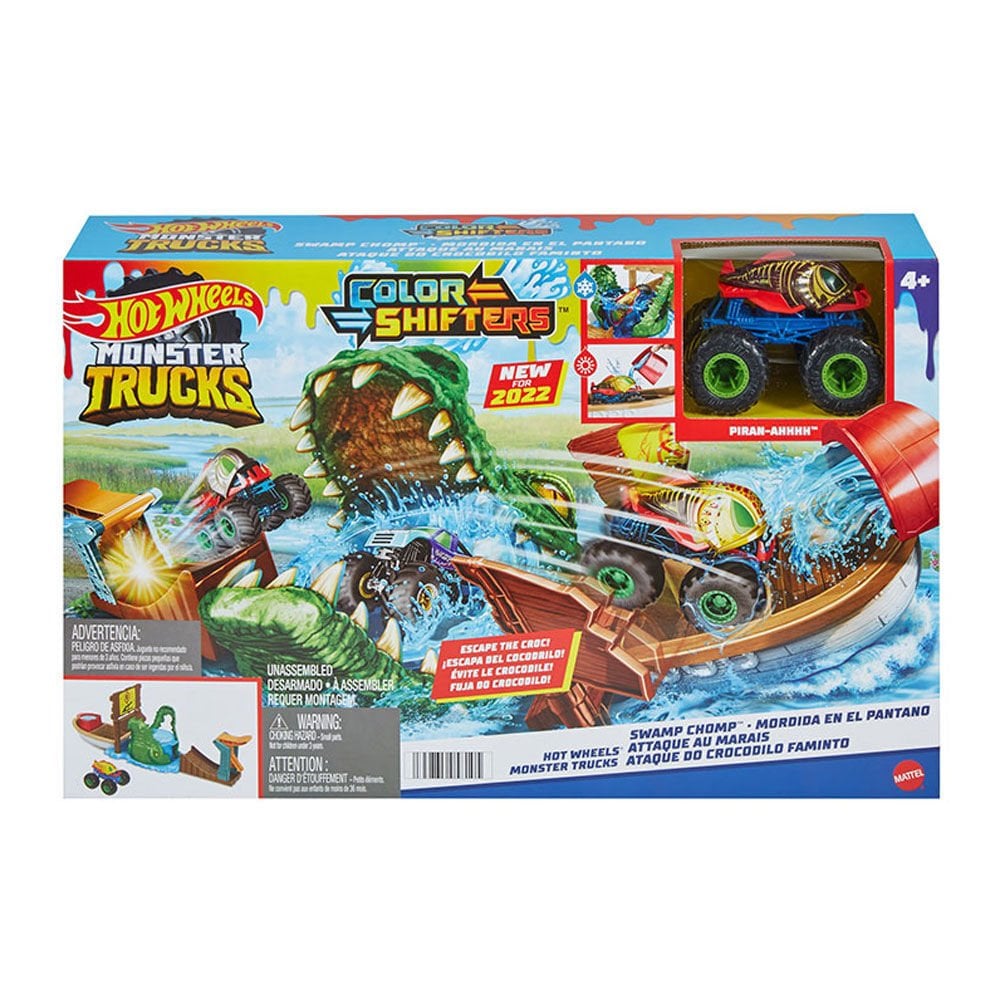 Hot Wheels Monster Trucks Renk Deği̇şti̇ren Araçlar Ti̇msahtan Kaçış Oyun Seti̇ Hgv14