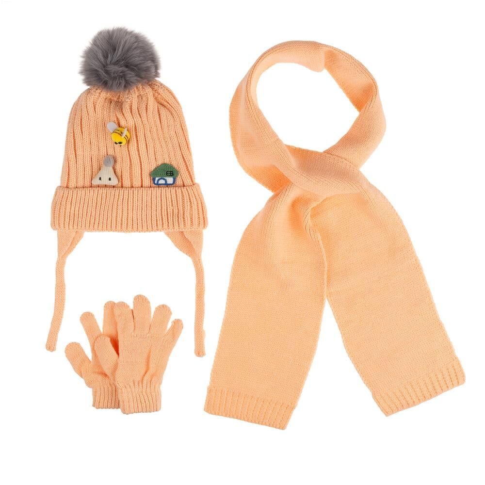 Ki̇tti̇ Bebe Kız Atkı Bere Eldi̇ven Takım (1-4 Yaş) K24160-03 Şeftali̇