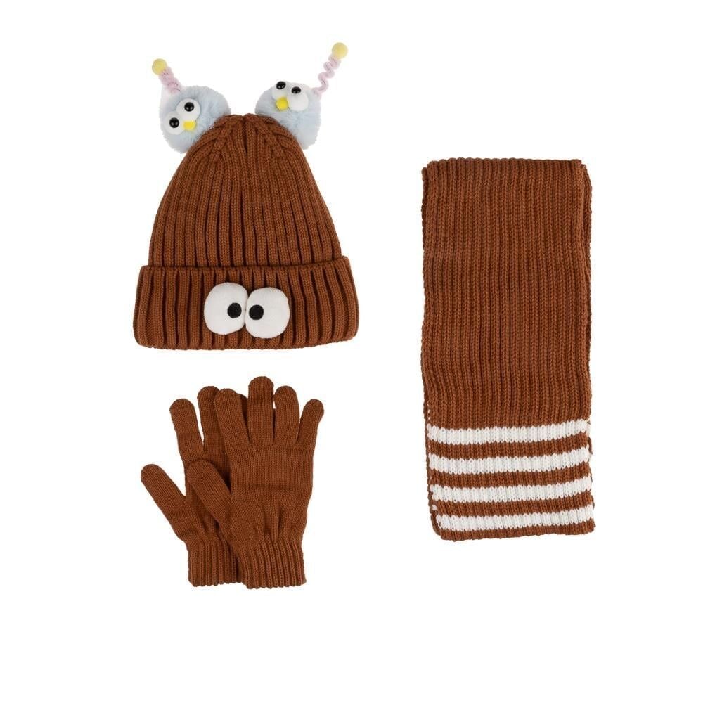 Ki̇tti̇ Çocuk Kız Atkı Bere Eldi̇ven Takım (4-8 Yaş) K24170-09 Kahverengi̇