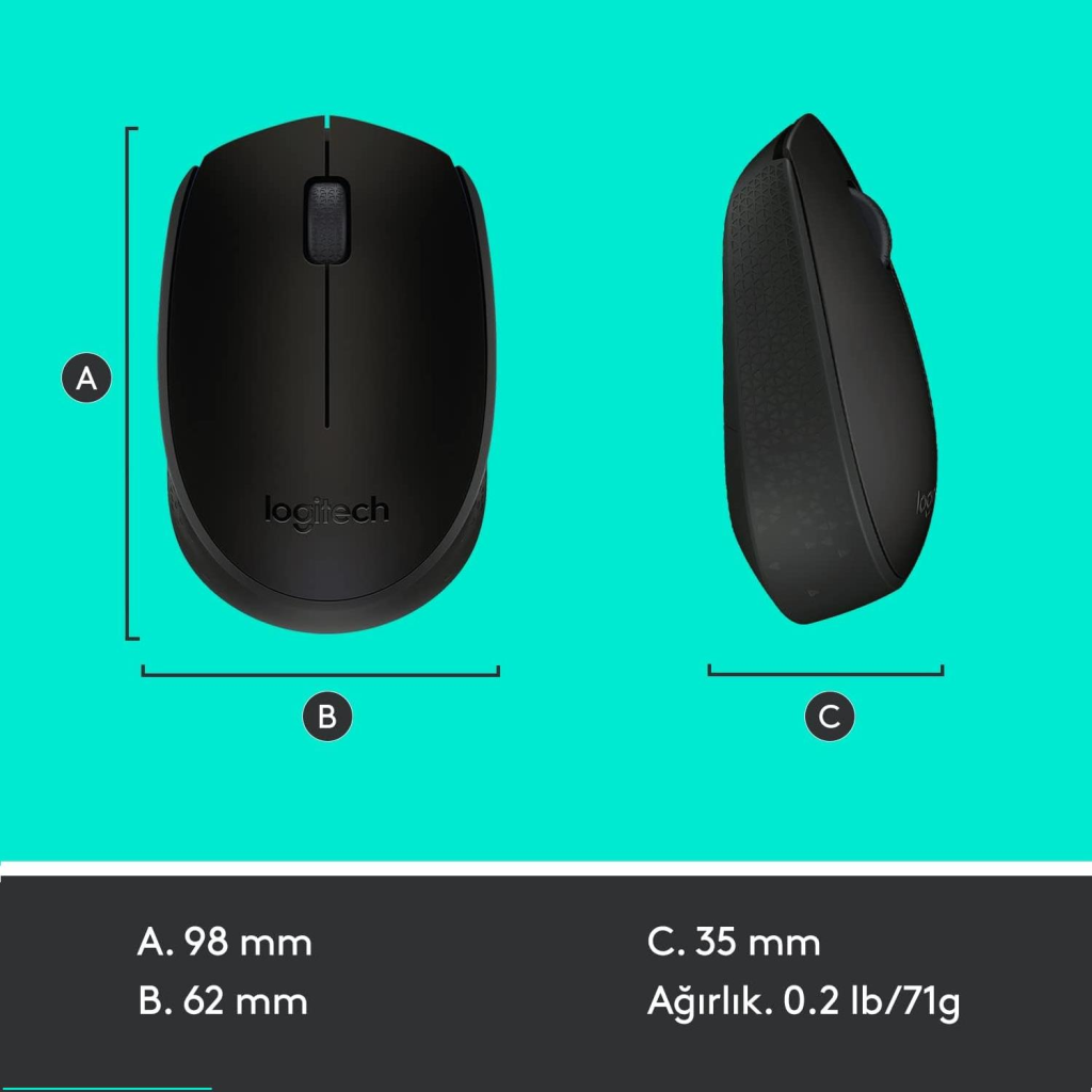 Logıtech B170 Nano Mouse Kablosuz Si̇yah 910-004798
