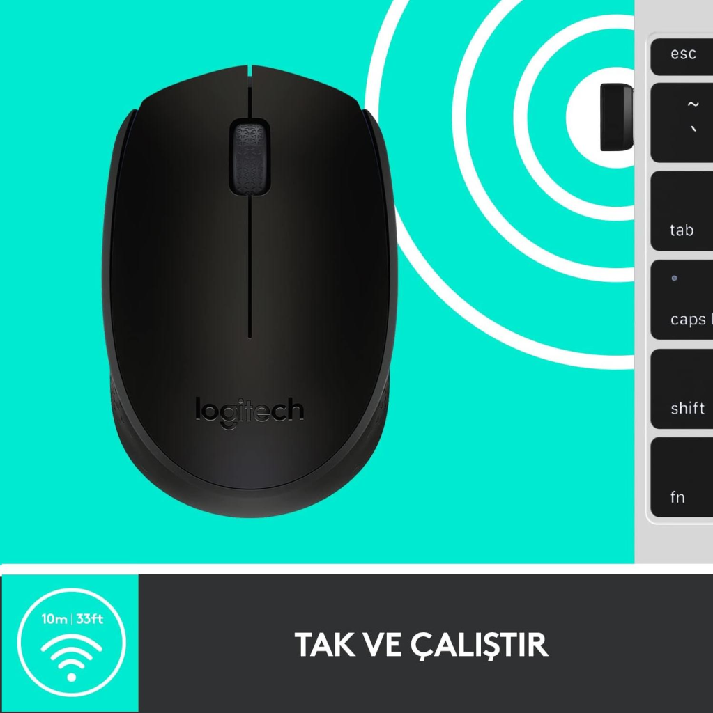 Logıtech B170 Nano Mouse Kablosuz Si̇yah 910-004798