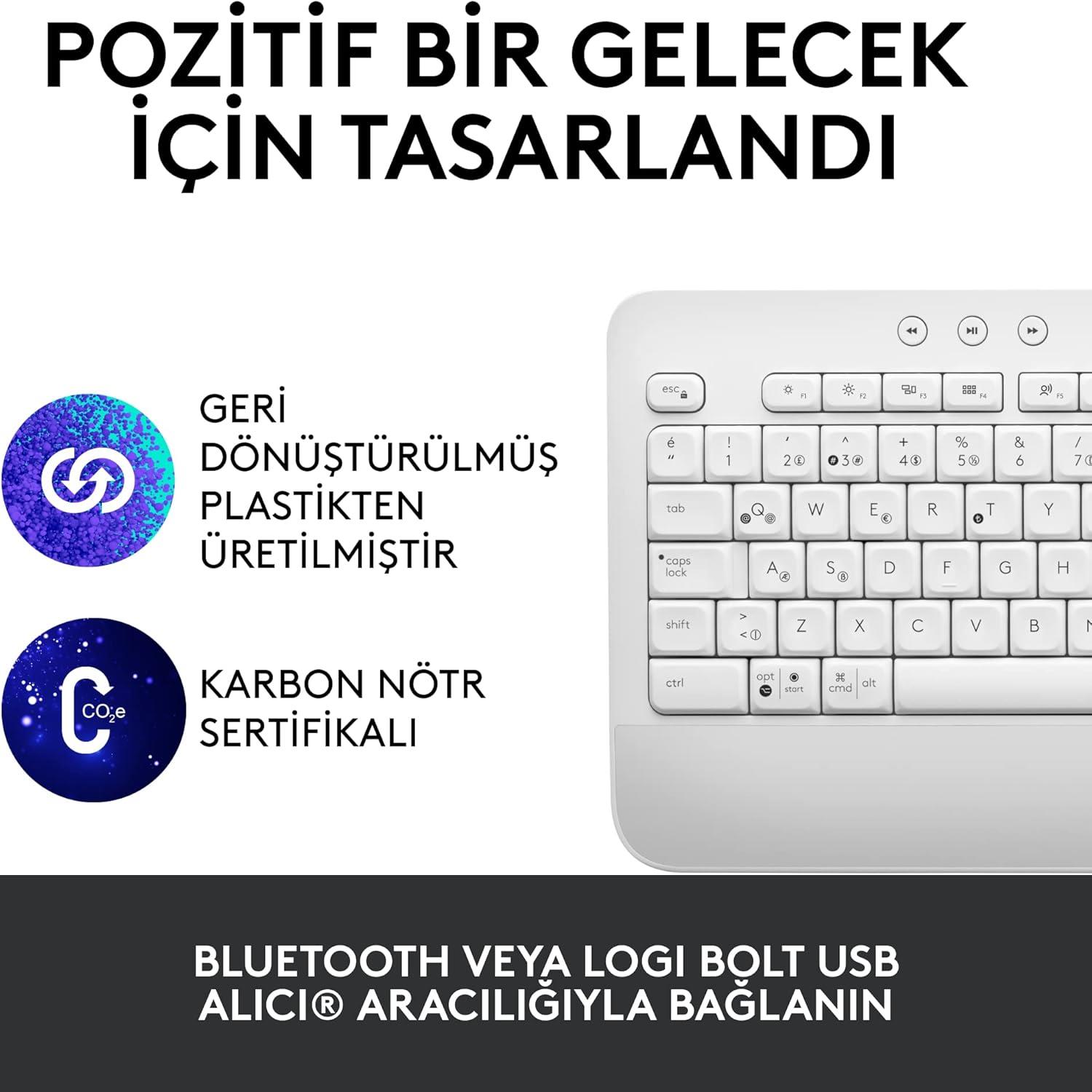 Logıtech K650 Tam Boyutlu Kablosuz Türkçe Q Klavye Beyaz 920-010973