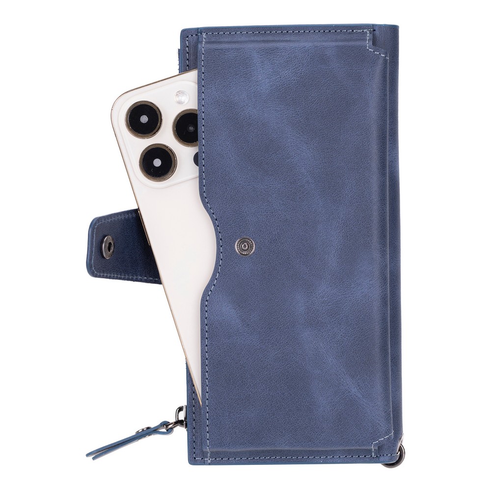 Lozan Hanger 6.5 İnch Uyumlu Deri̇ Kartlıklı Kılıf Anti̇k Mavi̇