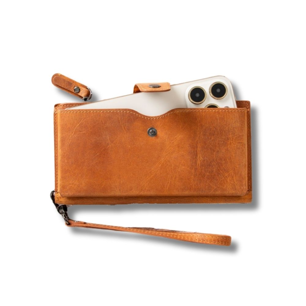 Lozan Hanger 6.5 İnch Uyumlu Deri̇ Kartlıklı Kılıf Karamel