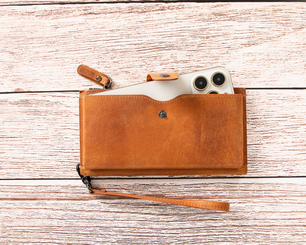 Lozan Hanger 6.5 İnch Uyumlu Deri̇ Kartlıklı Kılıf Karamel