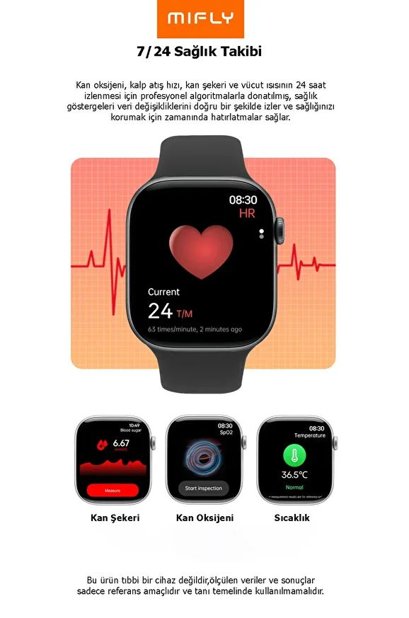 Mıfly S10 Pro Sıyah Akıllı Saat