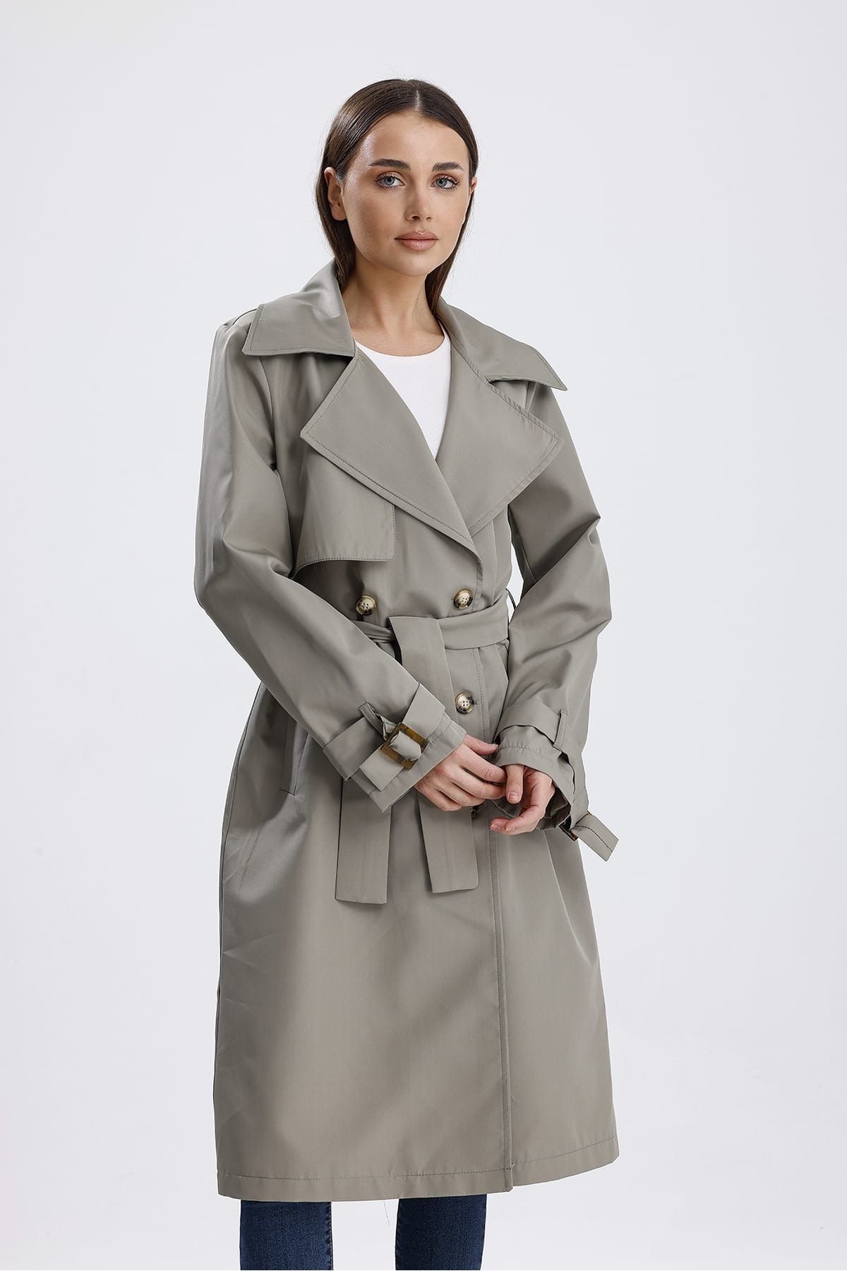 Mi̇nt Yeşi̇li̇ Astarlı Trençkot