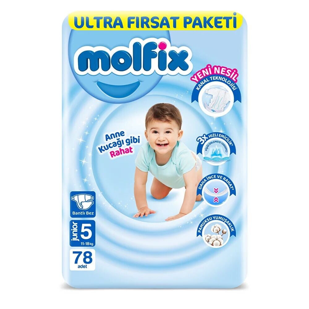 Molfi̇x Bebek Bezi̇ Ultra Fırsat Paketi̇ 5 Beden 11-18 Kg 78 Adet