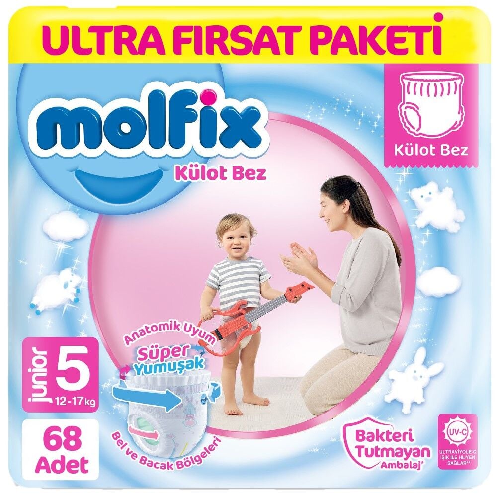 Molfi̇x Külot Bez Ultra Fırsat Paketi̇ 5 Beden 12-17 Kg 68 Adet