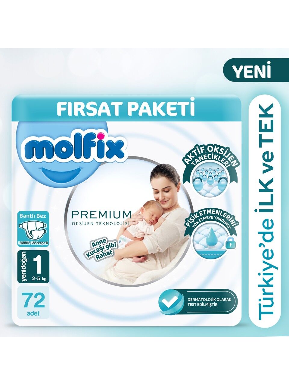 Molfi̇x Premi̇um Bebek Bezi̇ Fırsat Paketi̇ 1 Beden 2-5 Kg 72 Adet