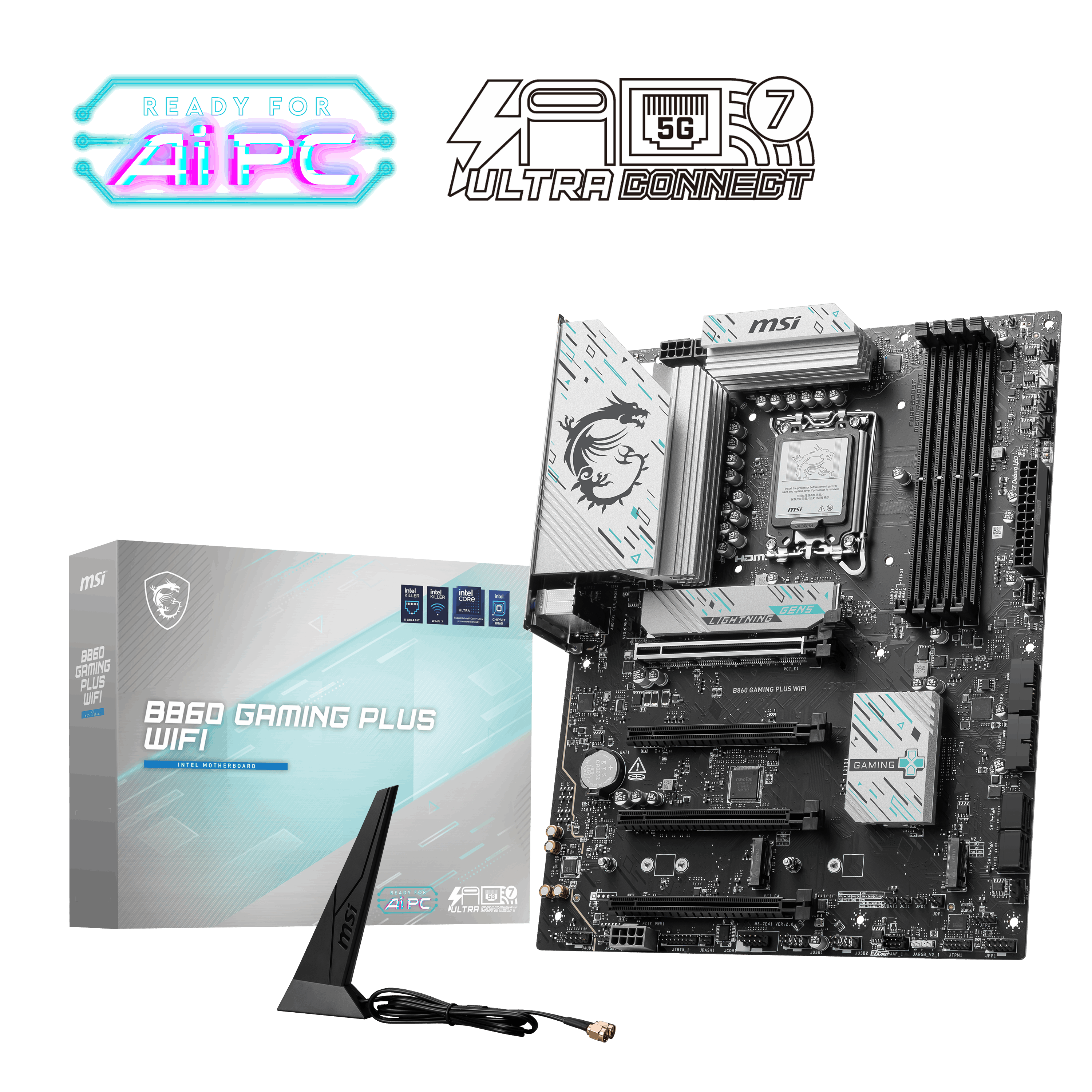 Msı Mb B860 Gamıng Plus Wıfı Soket 1851 Ddr5 8600Mhz(Oc) 3Xm.2 1X Tb4 Hdmı Dısplay 5G Lan Wıfı 7 Atx