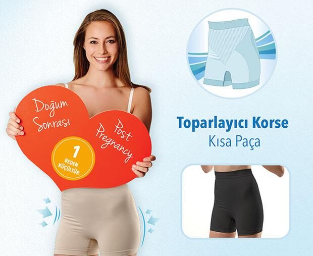 Mycey Doğum Sonrası Toparlayıcı Korse Kısa Paça Si̇yah