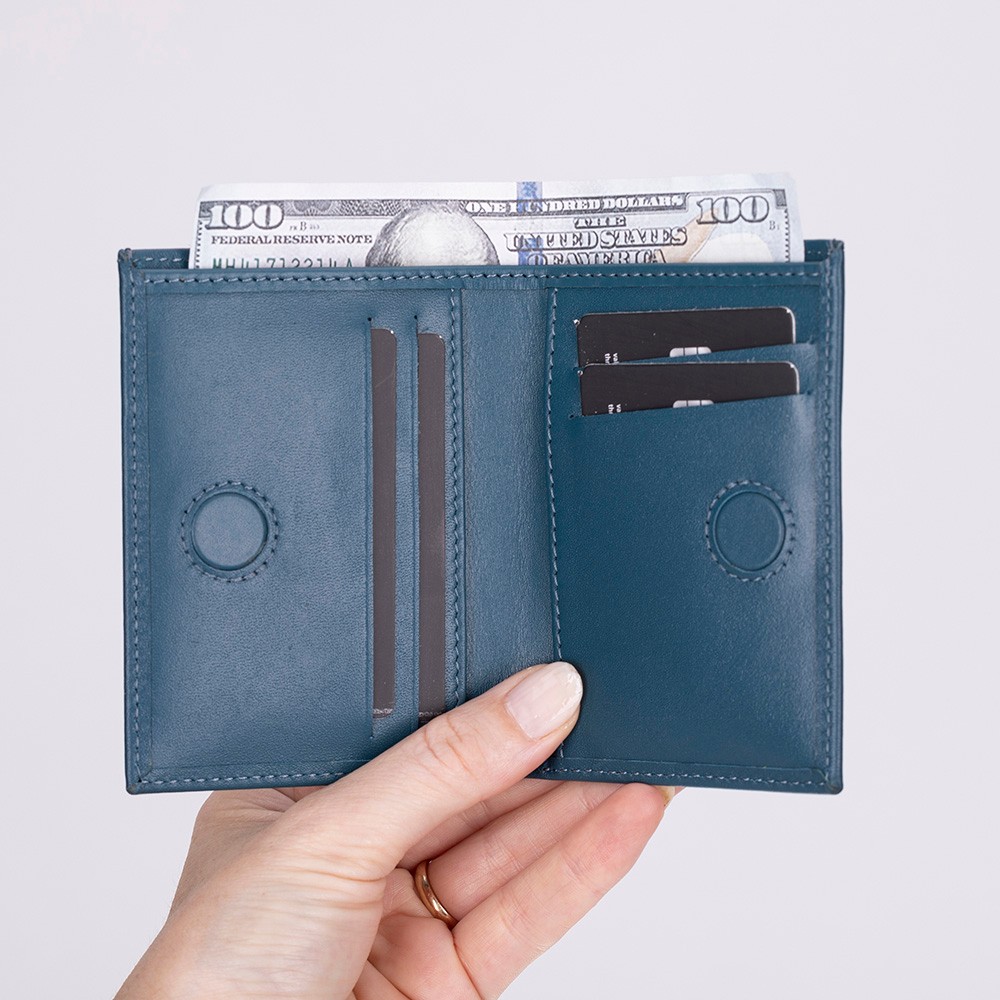 Ni̇gra Haki̇ki̇ Deri̇, El Yapımı Cüzdan Gölgeli̇ Mavi̇