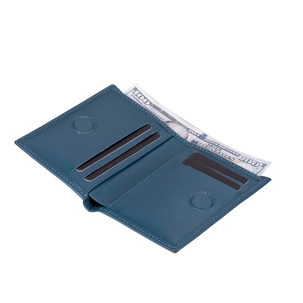 Ni̇gra Haki̇ki̇ Deri̇, El Yapımı Cüzdan Gölgeli̇ Mavi̇