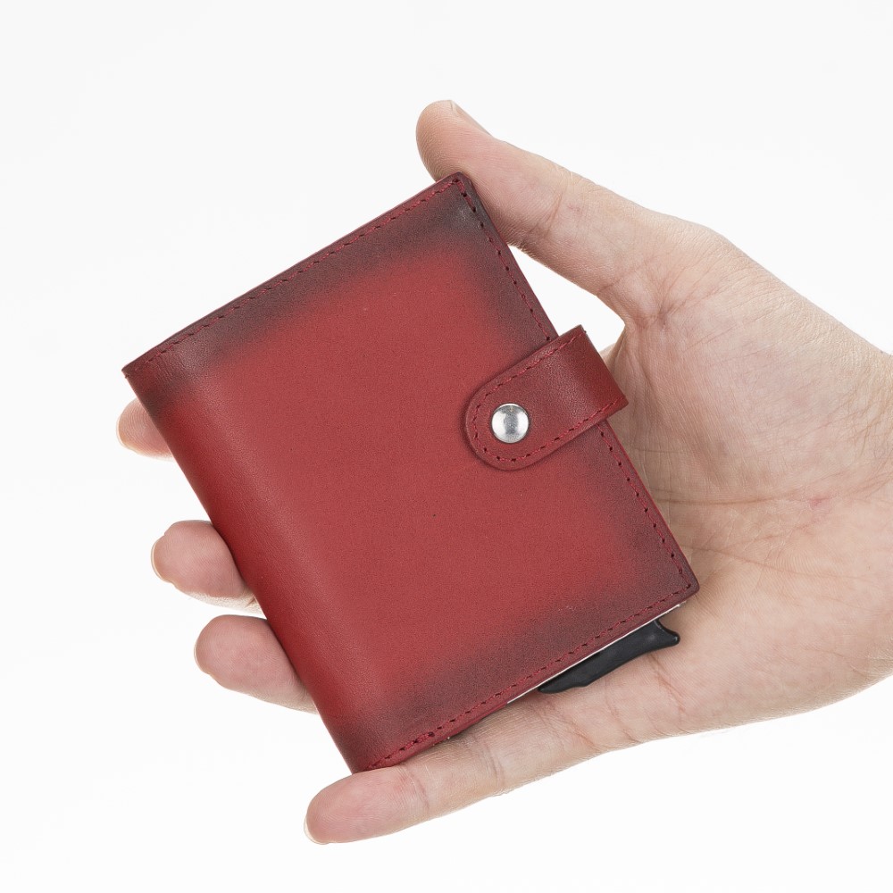 Palermo Deri̇ Cüzdan Kartlık Mekani̇zmalı V4Ef Kırmızı